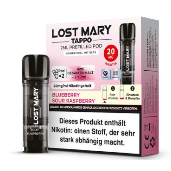 Lost Mary Tappo Prefilled Pods -Blueberry Sour Raspberry- 20mg (2 St.)